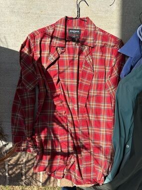 Bonobos Red and Tan Flannel Plaid Slim Fit Button-Down